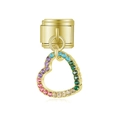 Goldenes Italienisches Charm-Glied mit Regenbogen-Kristall-Herzanhänger für Armbänder - Goldenes Herz Gradiënt Stil (MK-DGB1308-2)