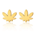 Ohrstecker aus poliertem goldenem Edelstahl in Blattform mit Spiegelglanz-Effekt - 5-Blattform