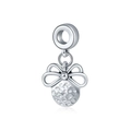 Colgante de lazo plateado con esfera martillada para creación de joyas personalizadas - Estilo Bola con Lazo (13)