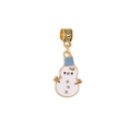 Pendentif bonhomme de neige de Noël doré avec émail blanc pour bijoux DIY - Pendentif Bonhomme de Neige Avec Chapeau Bleu (28)