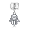 Italienisches Armband-Modul mit silberner Hamsa-Hand, bösem Blick und Zirkonia - Hand der Fatima Stil (MK-DGB1287)