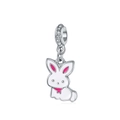 Pendentif lapin mignon en argent 925 avec émail rose et bélière sertie de zirconiums - Style Lapin (25)