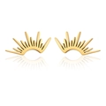Poliierte goldene Edelstahl-Ohrstecker mit Sonnenstrahl-Design und radialen Zacken - 6-Strahlende Form