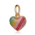 Rainbow gradient heart pendant with gold metal edging and glitter for jewelry making - Rainbow Twill Red Heart (DGB1295)