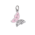 Vlinderhanger van zilverlegering met roze email en fonkelende strass-steentjes voor sieraden - Roze en Zilveren Strass Vlinder(34)