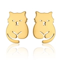 Minimalistische Ohrstecker Katze aus gebürstetem Gold-Edelstahl im Hohl-Design - 8-Katze