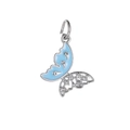 Zilveren vlinder hanger met lichtblauw email en kristallen voor DIY-sieraden maken - Lichtblauwe Opengewerkte Strass Vlinder(22)