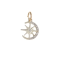 Golden star and moon charm pendant with sparkling white crystals for DIY jewelry - Gold Zirconia Star Moon (MDF101)