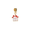 Pendentif boîte cadeau de Noël en émail blanc avec nœud rouge pour bracelets et bijoux - Pendentif Boîte Cadeau de Noël (31)