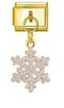 Italienisches Modul-Armbandelement in Gold mit einem silbernen Glitzerschneeflocken-Anhänger - Silberne Glitzerschneeflocke (MK-MDF123)