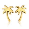 Minimalistische goldene Kokospalmen-Ohrstecker aus poliertem Edelstahl für Damen - 13-Palme
