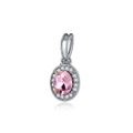 Pendentif baroque ovale en zircon rose avec cristaux blancs et finition argentée - Style Halo Rose (11)