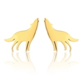 Minimalistische polierte goldene Wolf-Ohrstecker aus Edelstahl im Silhouette-Design - 18-Wolf
