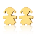 Poliert goldene Edelstahl Ohrstecker mit einem minimalistischen Mädchen Silhouette - 20-Mädchen Silhouette
