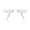 Minimalistische Libellen-Ohrstecker aus silbernem Edelstahl für Damen und Herren - 21-Silberne Libelle