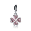 Pendentif trèfle à quatre feuilles en argent avec zircons roses pour colliers et bracelets - Style Trèfle Rose (3)