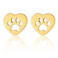 Minimalistische goldene Herzohrringe mit ausgeschnittenem Pfotenabdruck-Design - 25-Herz Pfotenabdruck