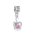 Détail d'un pendentif en argent avec nœud et croix orné d'un cristal rose en forme de cœur - Style Nœud Croix Couronne (8)