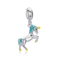 Pendentif licorne en argent avec émail bleu et jaune pour bracelets et colliers - Style Licorne (12)