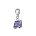 Pendentif bus londonien à impériale en émail violet avec placage en argent et zircons - Style Bus à Impériale Violet (24)