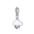 Charme nuage et gouttes de pluie en émail blanc avec pierres de zircone bleues - Style Nuage Goutte de Pluie (27)