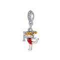 Ciondolo ragazza che balla in argento con zirconi colorati per bracciali charm - Stile Ragazza Ginnastica (DGB1190)