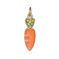 Creative gold carrot pendant with orange enamel and green rhinestones for DIY jewelry - Rhinestone Carrot Shape (DGB718)