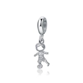 Pendentif garçon de football en argent poli avec zircons brillants pour colliers - Style Garçon de Football (19)