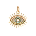 Ethnic gold Evil Eye pendant with blue accents and white pearl for DIY jewelry making - Gold Pearl Evil Eye (MDF120)