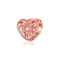 Abalorio de corazón hueco en oro rosa con centro esmerilado para pulseras - Rosa oro