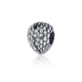 Silver dragon egg charm with scale texture and sparkling cubic zirconia for DIY jewelry - Antique Silver