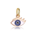 Rose gold Evil Eye pendant charm with blue enamel detailing for DIY jewelry - Rose Gold Evil Eye (DGB815)