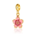 Pendentif fleur de cerisier en émail rose avec plaquage or et pierres zircons - Fleur de Cerisier Strass Rose (18)