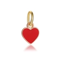 Elegant gold-tone heart pendant with red enamel inlay and double ring clasp on white background - Gold Red Heart Pendant (DGB825)