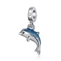 Pendentif dauphin en émail bleu avec zircon étincelant pour la fabrication de bijoux DIY - Style Dauphin (35)