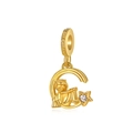 Détail de breloque ange doré sur la lune avec zircon étoilé pour bracelet DIY - Ange sur la Lune (7)