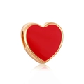 Macro view of a gold-edged red enamel heart charm for DIY beaded bracelets - Bright Red Enamel Heart (12)