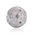 Silberperle mit rosa Emaille Kirschblüten für Armbänder und Halsketten Dekoration - Rosa Sakura Ball (7)
