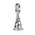 Pendentif cloche en argent avec pierres colorées et gravures d'étoiles pour bracelet - Style de Cloche en Strass Coloré (11)