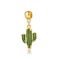 Pendentif cactus doré avec strass verts et étoile sur fond blanc épuré - Cactus Strass Vert (3)