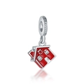 Pendentif petite maison émaillée rouge avec cristaux pour colliers et bracelets DIY - Style de Maison en Émail Rouge (13)