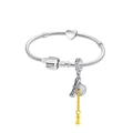 Silver snake chain bracelet with heart clasp, graduation cap and diploma charms - Snake Chain (Style 2)