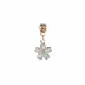 Golden cherry blossom charm with light blue enamel and zircon for DIY bracelets - Light Blue Cherry Blossom (DGB862)