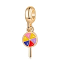 Pendentif sucette doré avec émail coloré pour bracelets et colliers artisanaux - Sucette Émail Colorée (16)