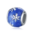 Cuenta de copo de nieve de Navidad en esmalte azul en plata 925 para joyería artesanal - Cuenta de Copo de Nieve Azul (20)