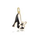 Chic high heel shoe pendant with gold metal edges and enamel floral detail charm - Fashion High Heel Style (DGB953)