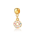 Pendentif donut doré avec glaçage blanc et vermicelles pour bracelet à breloques - Donut à Paillettes (5)