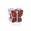 Breloque papillon strass rouge en argent vieilli pour bijoux de bracelet DIY - Style Papillon Strass Rouge (3)