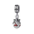 Pendentif flocon de neige en argent avec émail rouge festif et motif de renne - Style de Sphère de Cerf de Noël Rouge (2)
