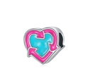 Détail du charm cœur avec émail cyan et flèches roses sur argent 925 poli - Style de Coeur Flèche (8)